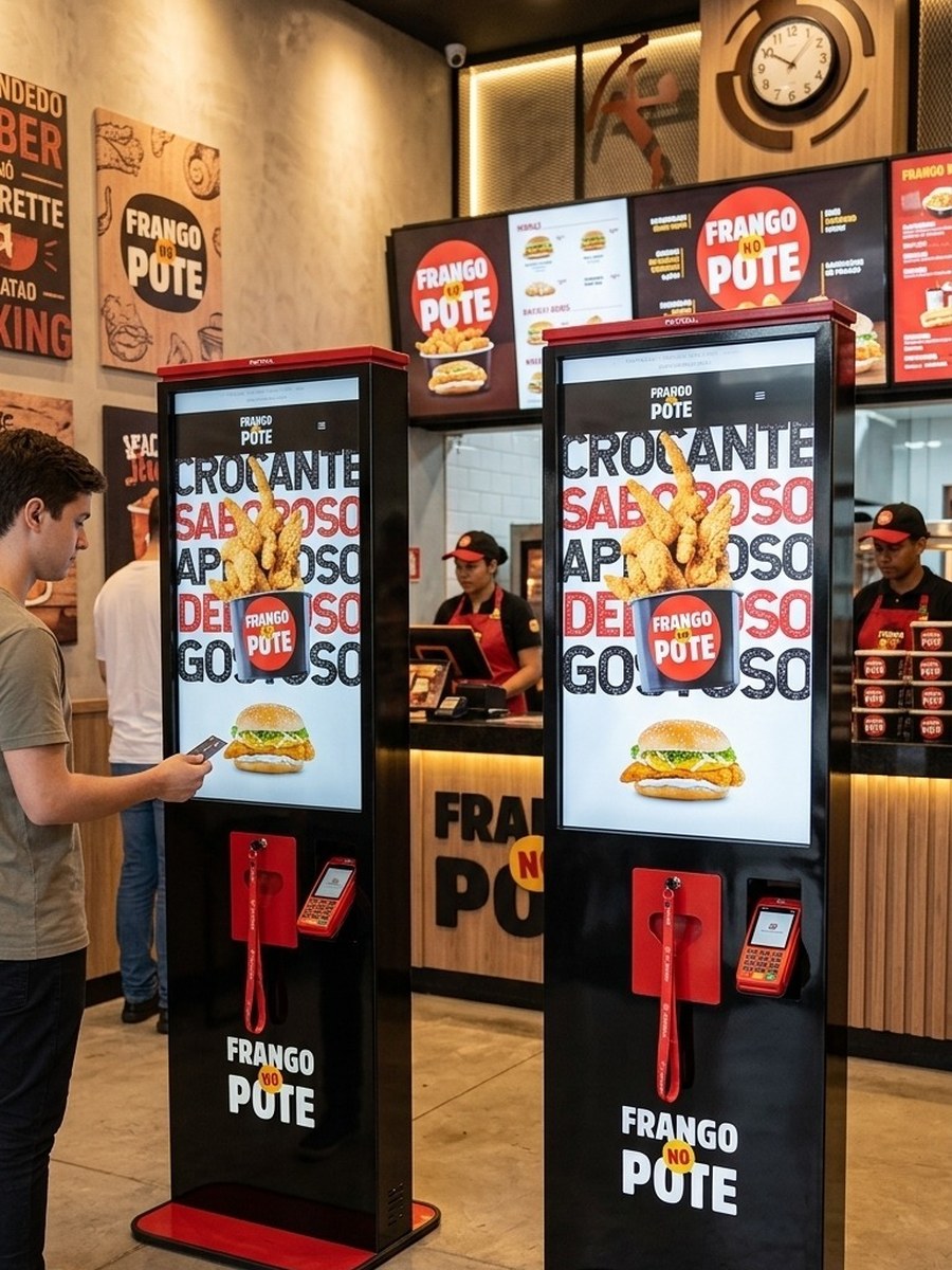 Totens customizados com a marca do cliente na loja Frango no Pote